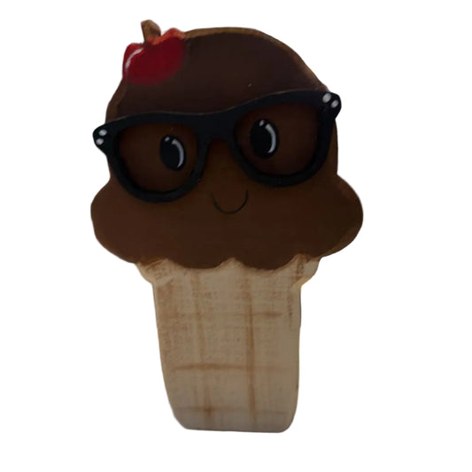 Wood Choc Ice Cream Cone with Glasses