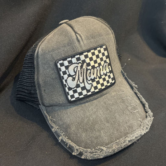 Baseball Cap Mama B&W Checkered
