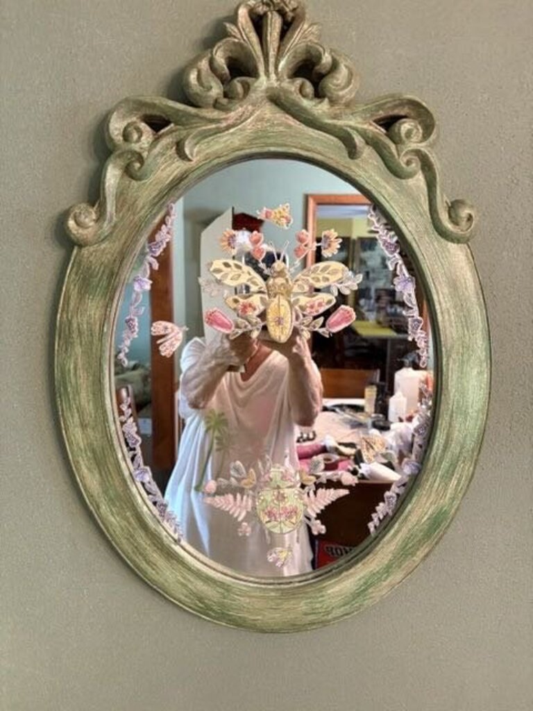 Oval Mirror Decorative Decals (olive)