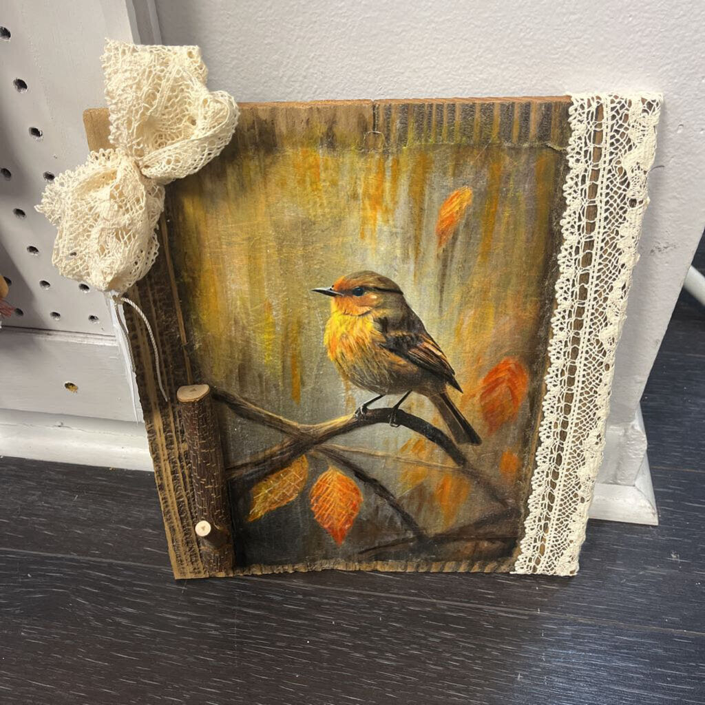 Wood Bird w/ hook Wall Hanger (single bird, stick hook)