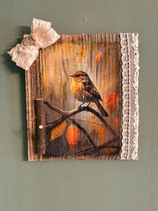 Wood Bird w/ hook Wall Hanger (single bird, stick hook)