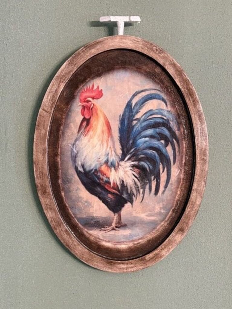 Oval Rooster Picture Wall Hanger