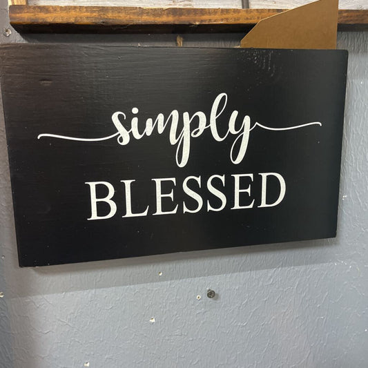 Simply Blessed Sign (black, wall hanging)