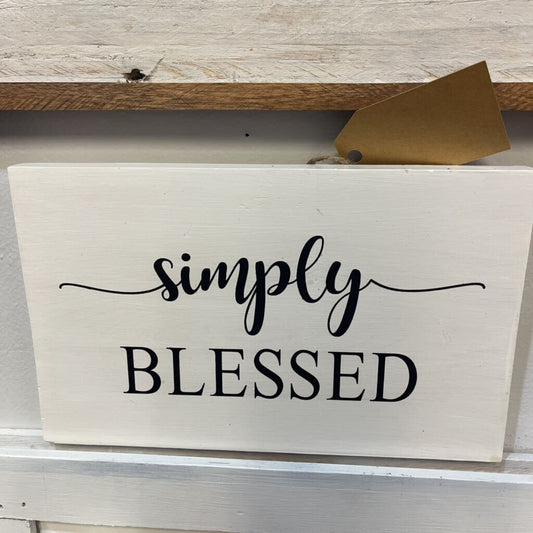 Simply Blessed Sign (white, wall hanging)
