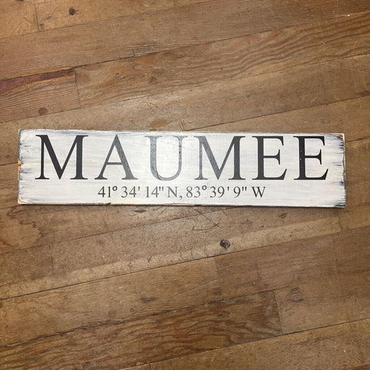 Maumee Coordinate Sign (white, wall hanging)