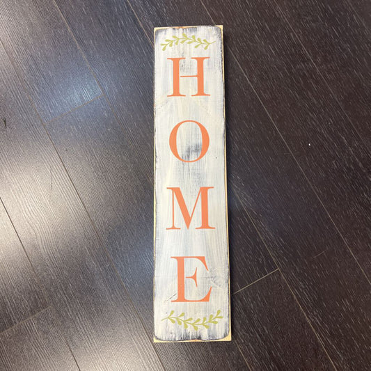 Home sign (white, vertical wall hanging)