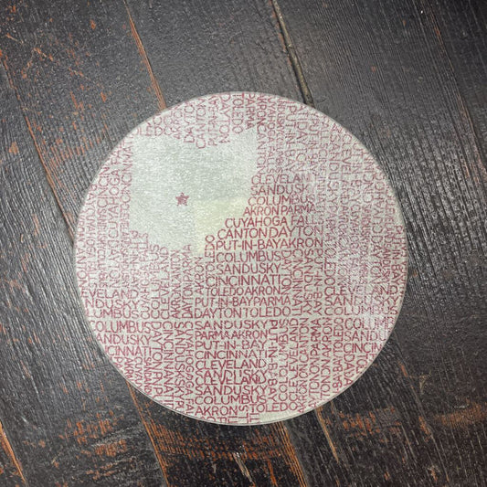 Ohio Cities Round Glass Trivet (clear glass)