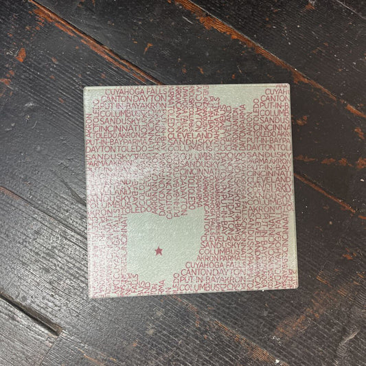 Ohio Cities Square Glass Trivet (clear glass)