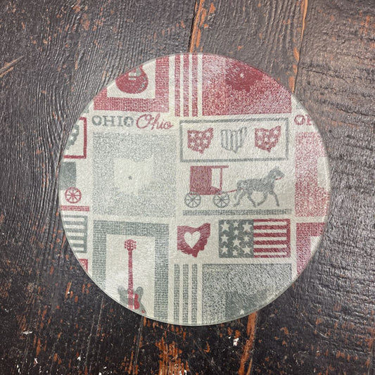 Ohio Amish Round Glass Trivet (clear glass)