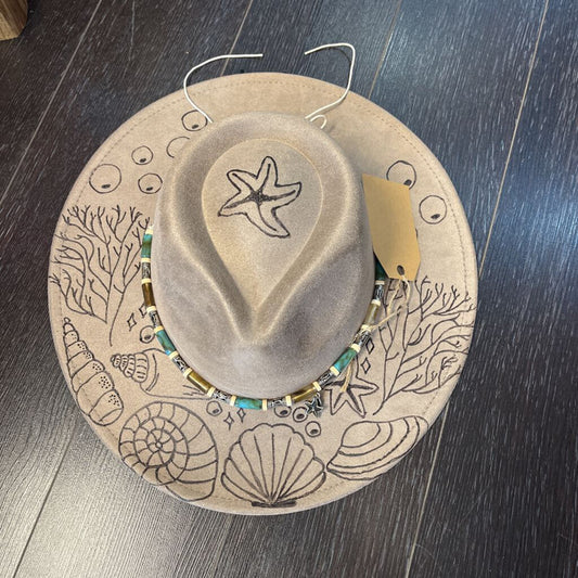 Beached Theme Hat (stone gray, burned leather)