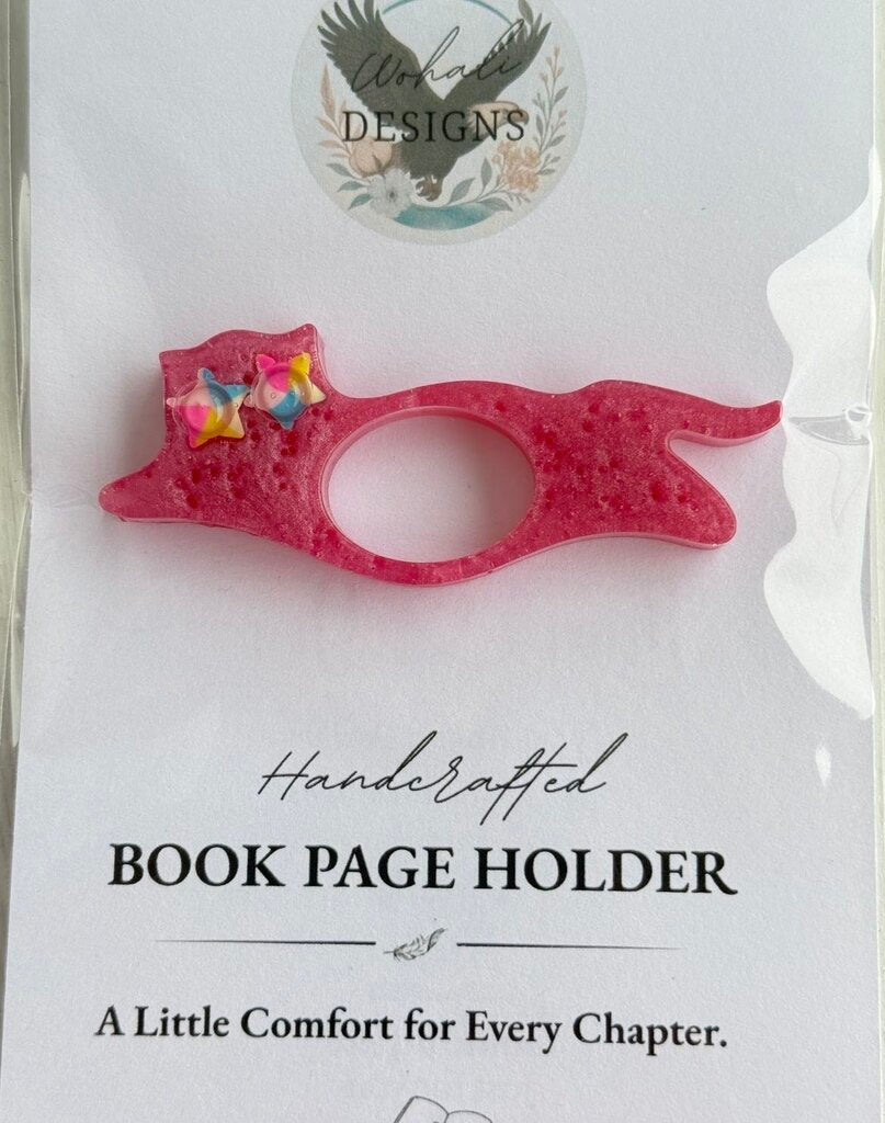 Pink Star Cat Book Page Holder