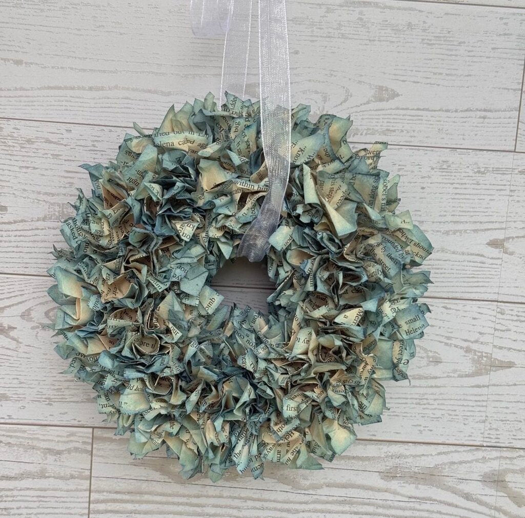 Blue Haven 6.5" Book Page Wreath