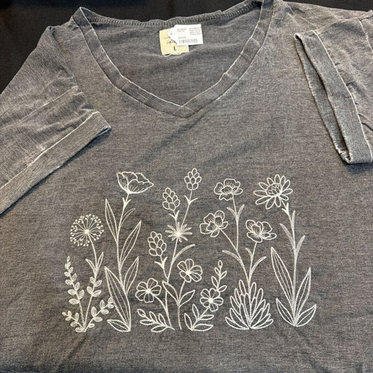 Wild Flower #1 Glitz Acid Wash V/Lrg White on Gray
