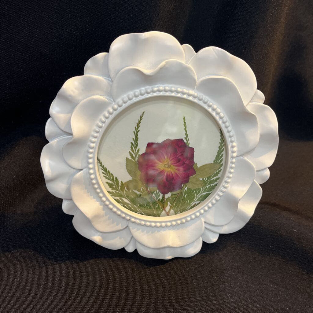 3x5 White Frame with Pressed Flowers