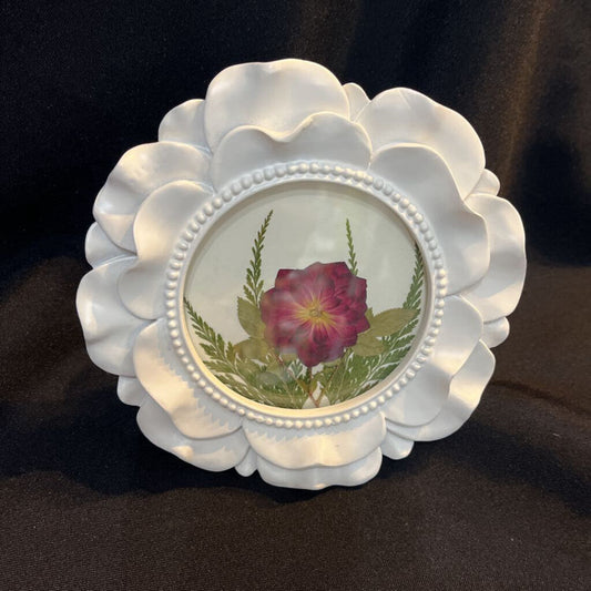 3x5 White Frame with Pressed Flowers