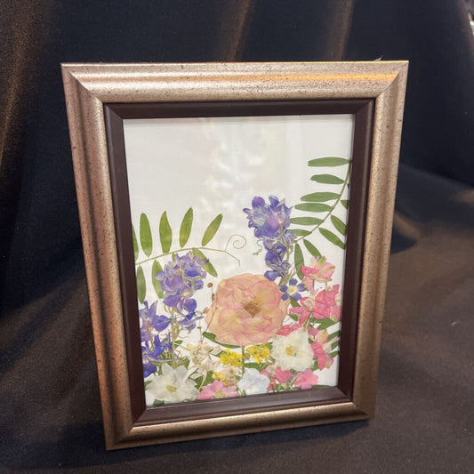 5x7 Metallic Frame Pressed Flower Art