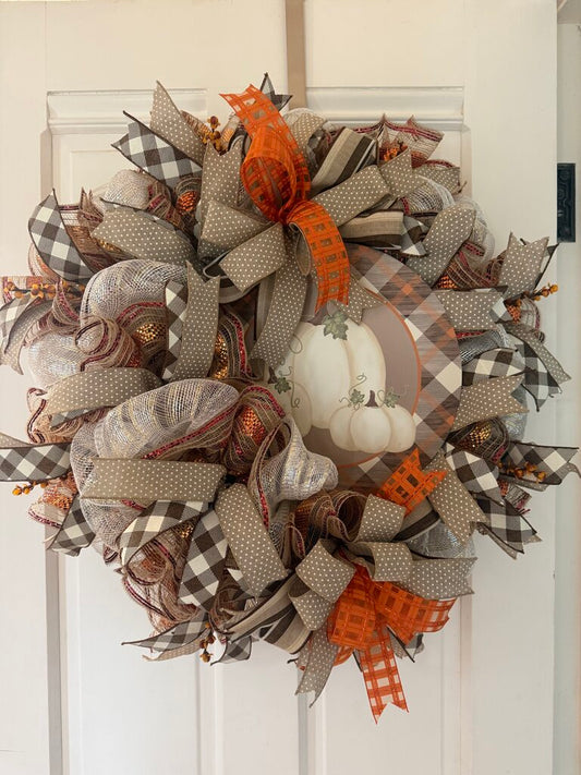 White Pumpkin Wreath