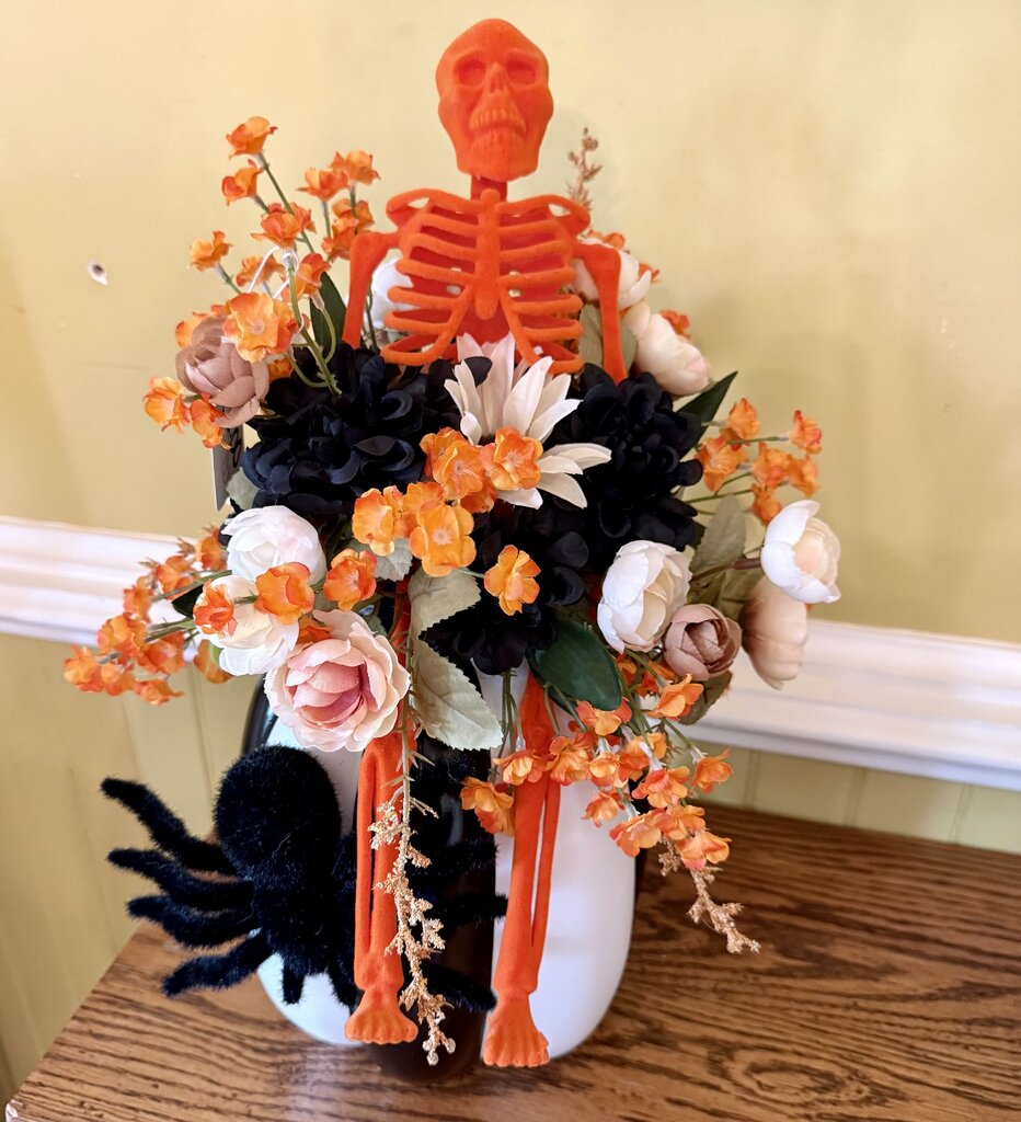 White Pumpkin w/Orange Skeleton