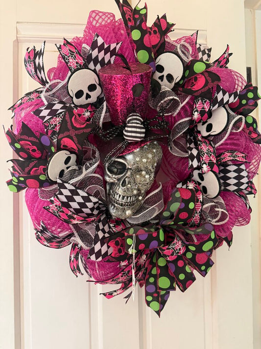 Pink Skull Wreath