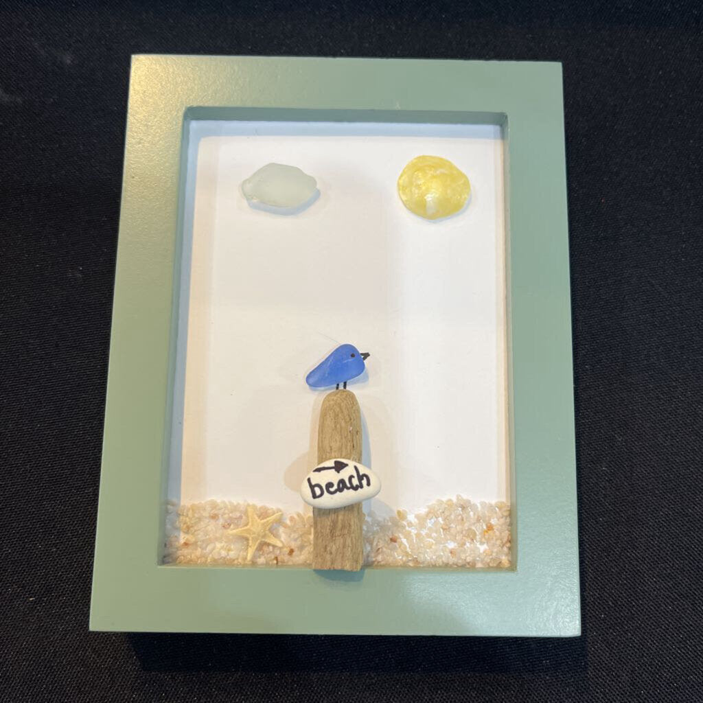 Sm Green Frame Bird/Beach Sign