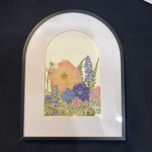 Pressed Roses & Lavender (black arch frame)
