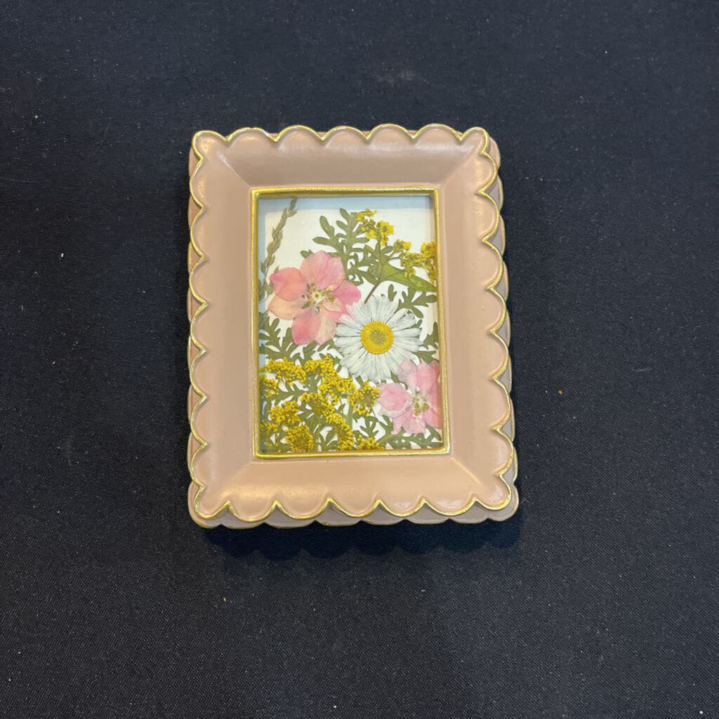 Pressed Pink & Yellow Flowers (pink frame)