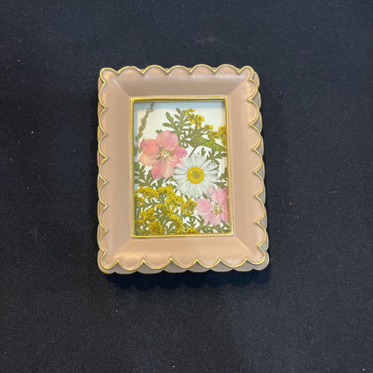 Pressed Pink & Yellow Flowers (pink frame)