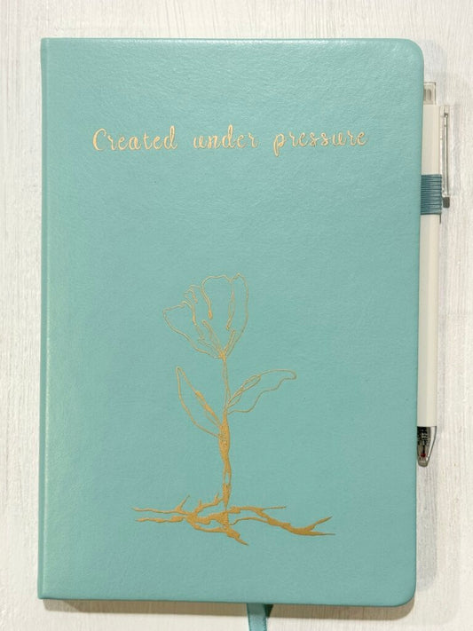 Created Under Pressure (light blue, journal & pen)