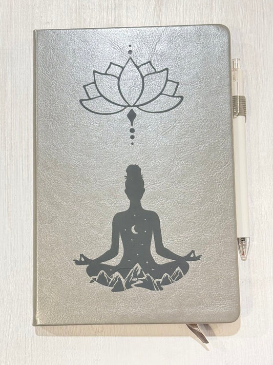 Meditation Lotus (grey, journal & pen)