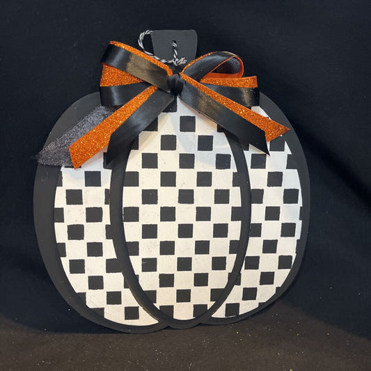 Checkered Pumpkin (wall hanging, wood)