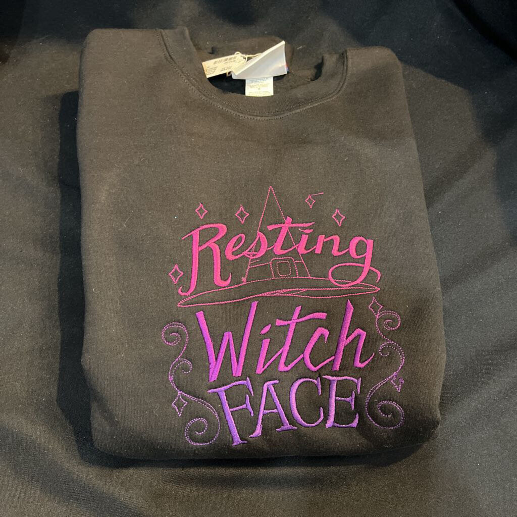 Sweatshirt Resting Witch Face (M,black)