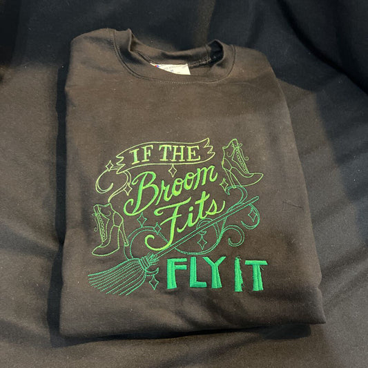 Sweatshirt If the broom fit fly it, (M,black)