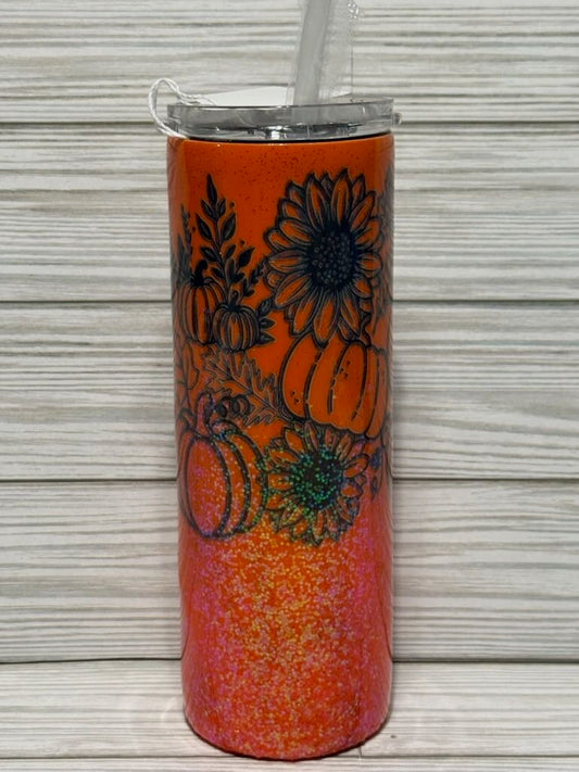 Orange Pumpkins & Sunflowers tumbler