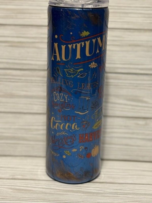 Autumn Words tumbler (electric blue)