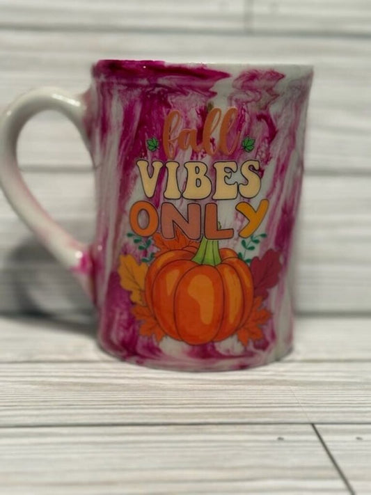 Fall Vibes Only coffee cup (pink)