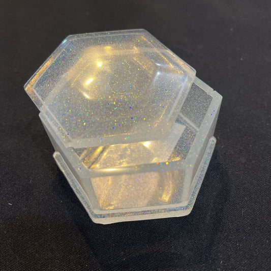 XS White Hexagon Trinket Container w/ Lid