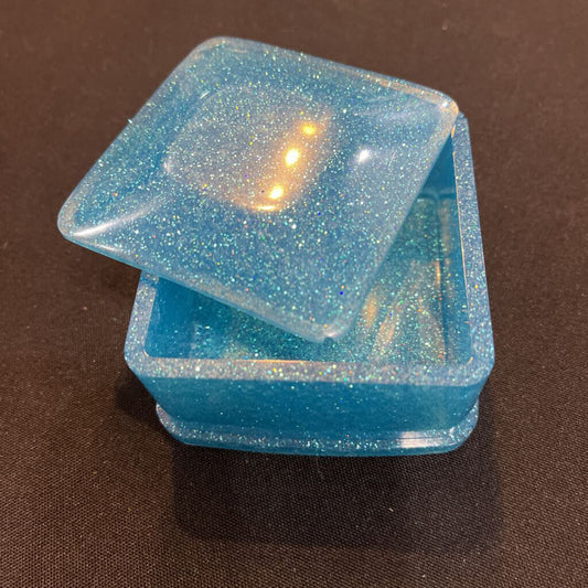 XS Light Blue Square Trinket Container w/ Lid