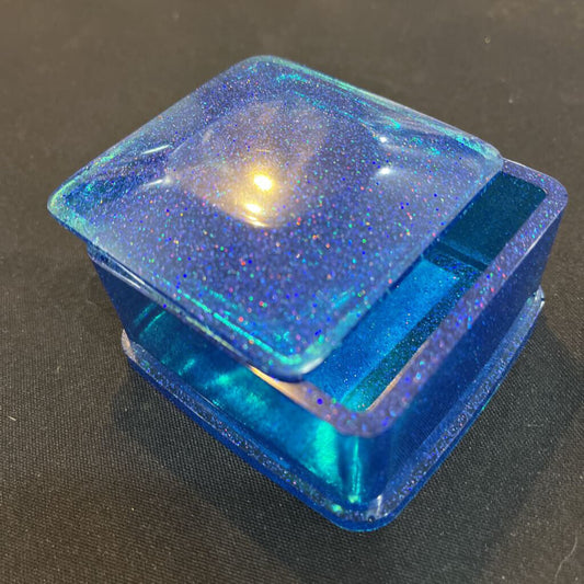 XS Dark Blue Square Trinket Container w/ Lid
