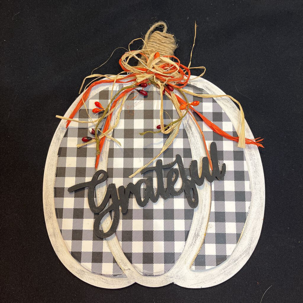Black & White Palin Wood Pumpkin (Grateful)