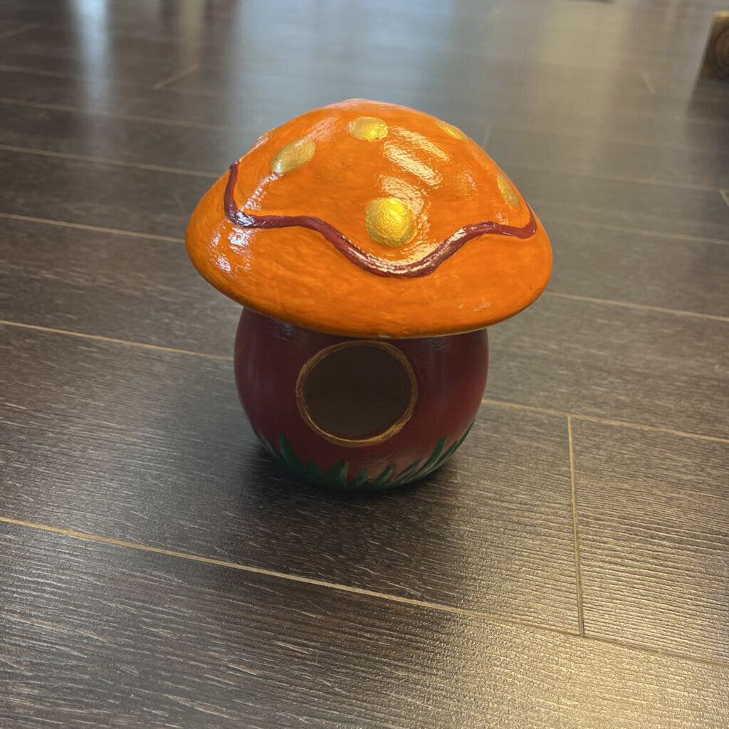 Red and Orange Round Ceramic Bird House