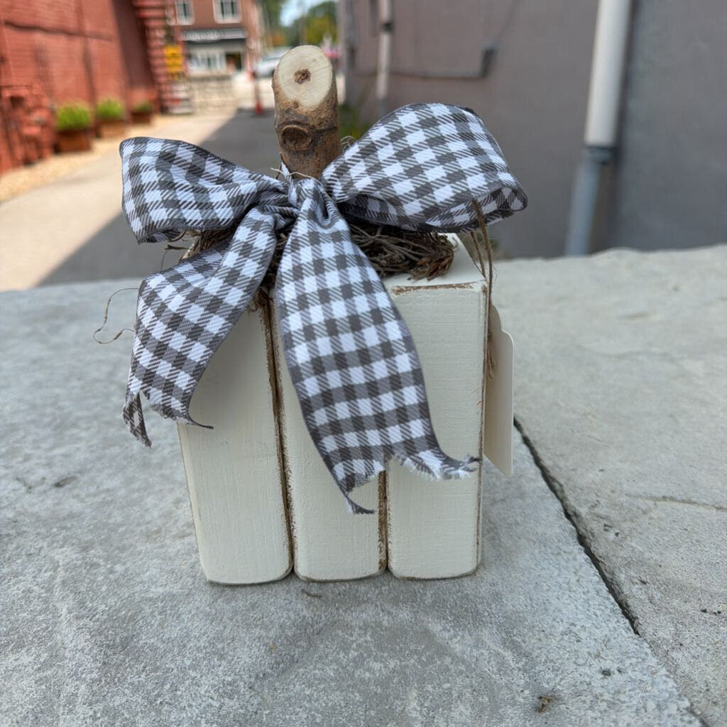 119 Cream 3 Block Pumpkin Grey Plaid
