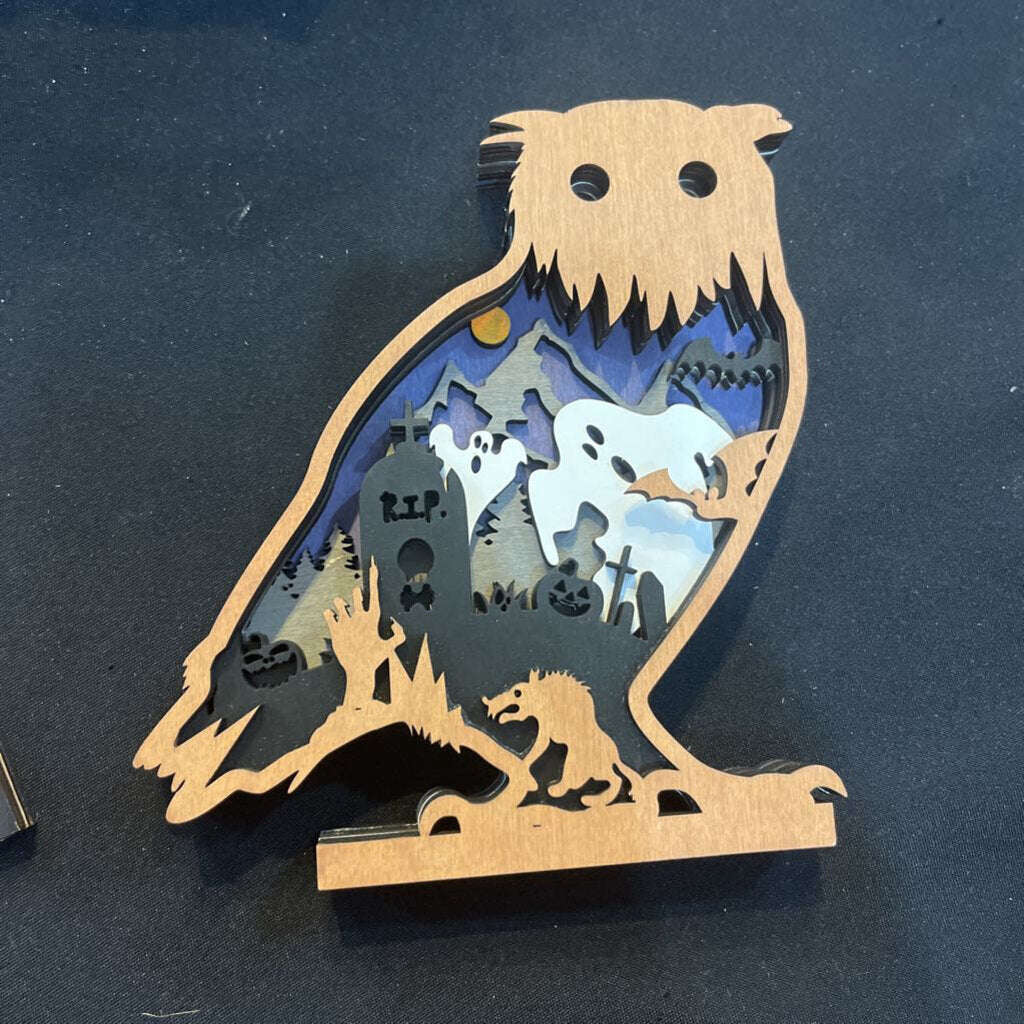 Spooky Owl 3D Layered Sign