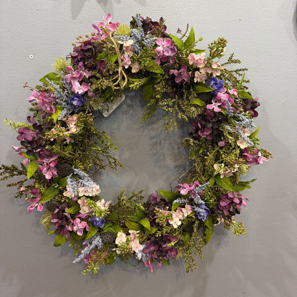 Wreath Silk Florals Various shades of pinks/purples