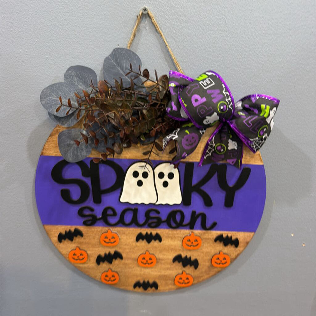 Spooky Season Purple 14iun Door Hanger