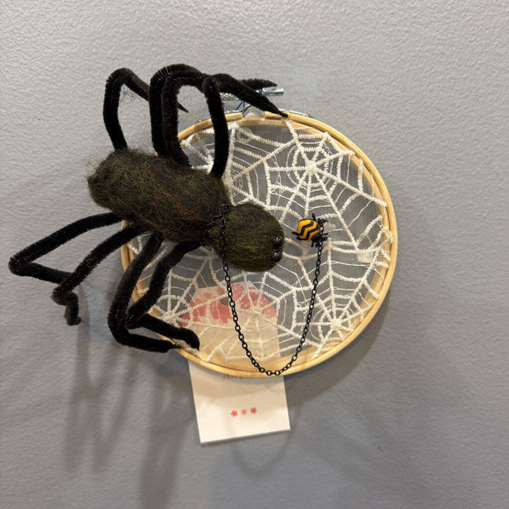 Round Picture of Spider on Web