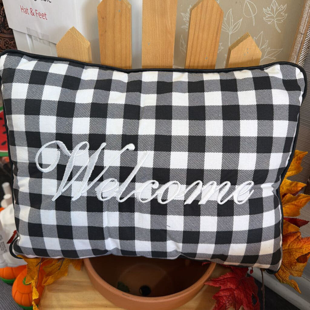 White & Black Welcome Pillow