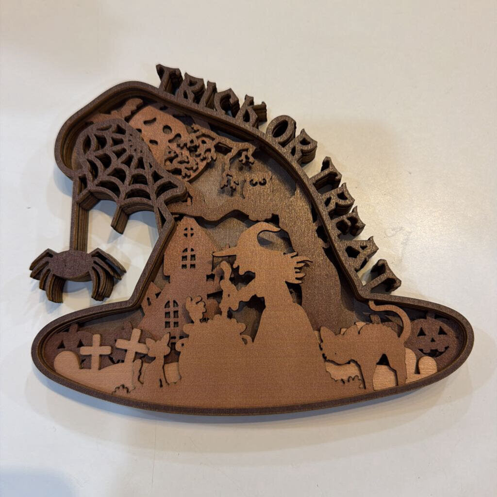 Trick or Treat Hat 3D Layered Wood Sign