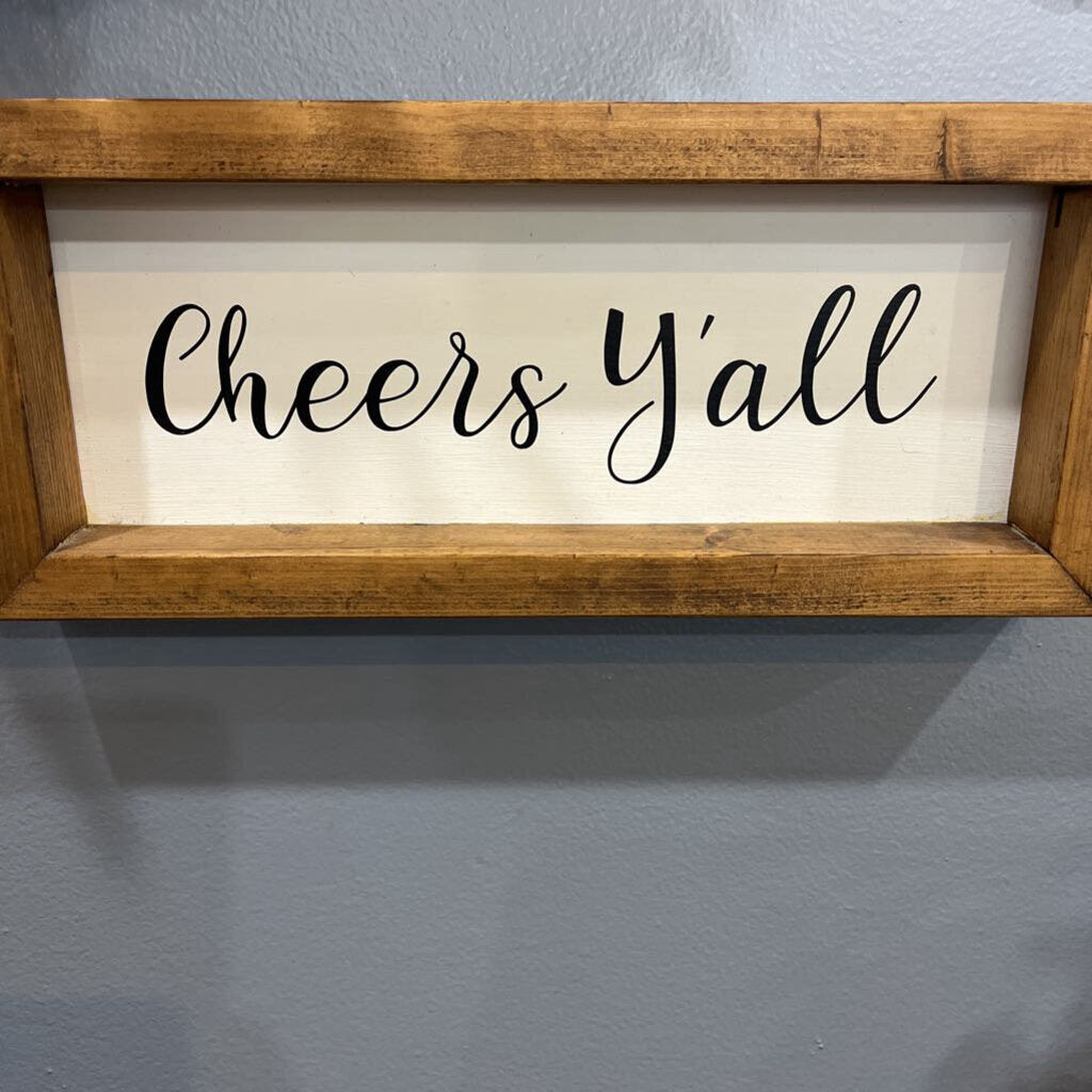 Cheers Y'all(12"x5.5") framed sign
