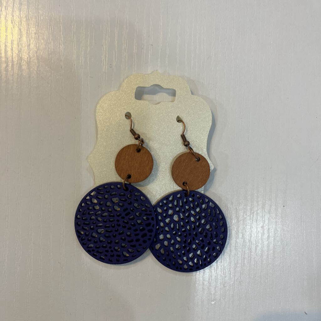 Boho Round dangle earrings Dark Blue