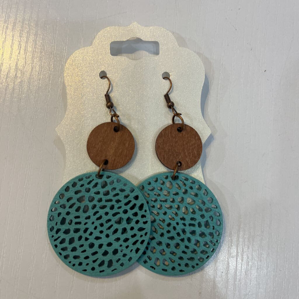 Boho Round Dangle Earring Teal